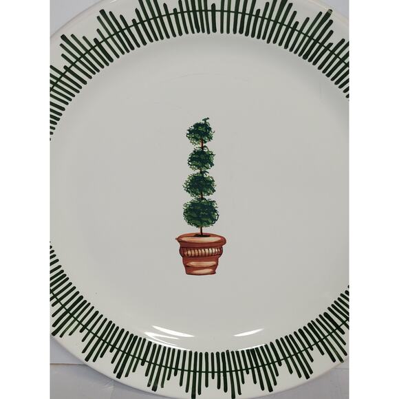 Vintage Alabaster Giardino Deruta Italy Charger Service Plate Topiary - Picture 2 of 5
